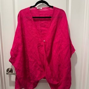 Puro Lino Made in Italy Vibrant Pink Kimono One Size